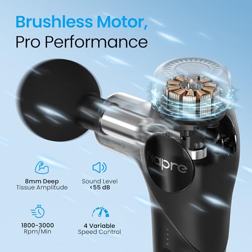 NAPRE 3-in-1 Mini Massage Gun with Heat and Cold,Deep Tissue Back Massage with Detachable Handle for Neck/Body Pain Relie...
