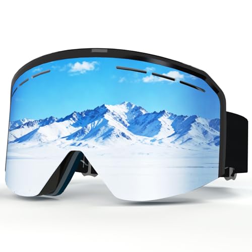 VCOROS Ski/Snowboard Goggles Men Women Anti Fog OTG Snow Goggles Skating Skiing Snowmobile Cylindrical Removable Lens