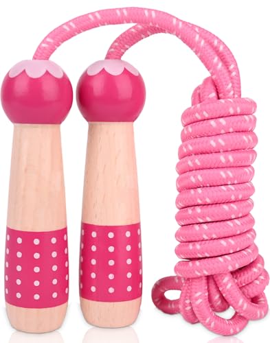 EGOSKY Jump Rope Kids, 7.2ft Children Adjustable Cotton Skipping Rope with Wooden Handle for Boys Girls Fitness Outdoor Ac...