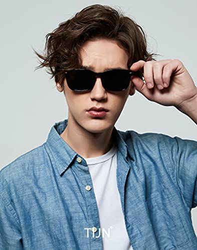 TIJN Polarized Sunglasses for Womens and Mens,Classic Square Frames Shades for UV Protection, Stylish and Trendy Sunnies