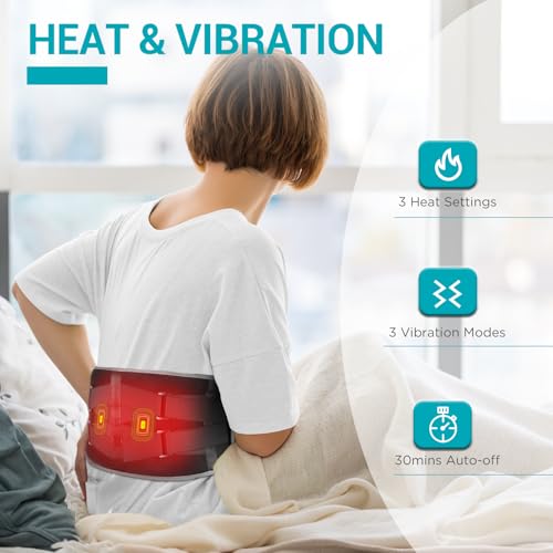 Comfytemp Cordless Heating Pad with Massager for Back, Portable Lower Back Massager FSA Eligible HSA Rechargeable Wireless...