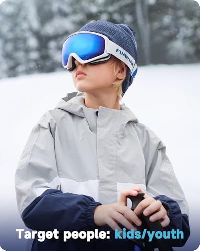findway Kids Ski Goggles, Kids Snow Snowboard Goggles for Boys Girls Youth OTG
