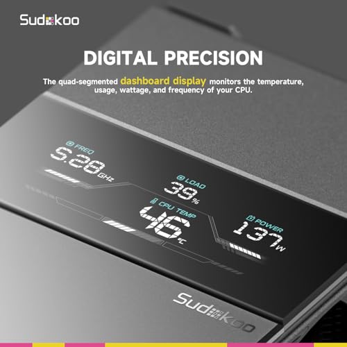 Sudokoo Sudokoo SK700V AM5 CPU Cooler, AM5 Exclusive, Digital Display, 7 Heatpipes CPU Air Cooler, Single Tower, 120mm FDB...