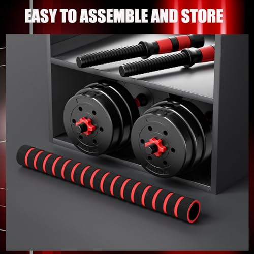 Adjustable Dumbbell Set, 44lbs Free Weights Dumbbells, 3 in1 Weight Set,Dumbbell, Barbell, Push-up, Home Gym Fitness Worko...