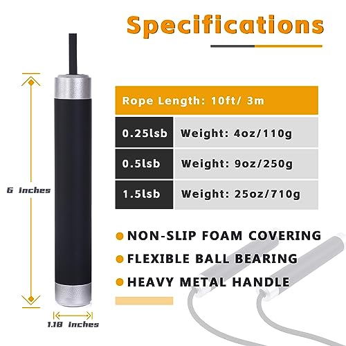 Jump Rope, 1/2 lb Weighted Jump Rope for Fitness Men and Women, Adjustable Jump Rope, Non-Slip Grip Steel Wire Skipping Ro...