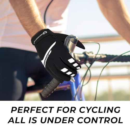 WESTWOOD FOX Cycling Gloves for Men Women, Full Finger, Anti-Slip Touchscreen Breathable Mountain Bike Gloves for MTB Ridi...