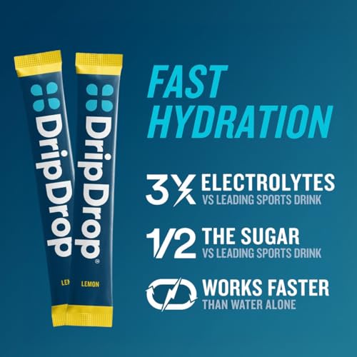 DripDrop Hydration Packets - Bold Variety Pack - Single Serve Electrolytes Powder Drink Mix - Watermelon, Berry, Lemon, Or...
