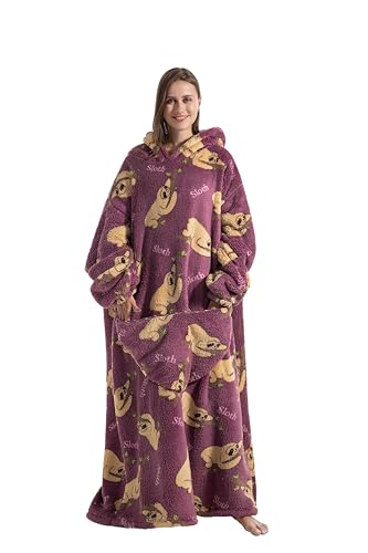 Capecage Blanket Hoodie, Long Hooded Blanket Sweatshirt as Birthday Gifts for Women Men, Long Wearable Blanket for Women Men.