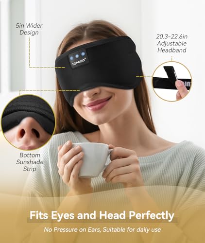 TOPOINT Sleep Mask with Headphones Bluetooth 5.4 Wireless, Sleep Headphones Earphones Earbuds with Microphone HD Speakers ...
