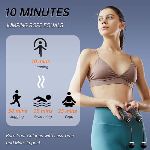 POCFOINY Weighted Jump Rope for Fitness, Cordless Jump Rope for Women, Men & Kids, Ropeless Jumping Rope for Workout, Grav...