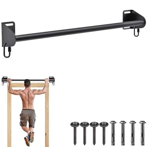 SELEWARE Fully Welded Heavy Duty Pull Up Bar Wall Mount Chin Up Bar for Doorway, Beam & Joist | Mounted Pull Up Bar with R...