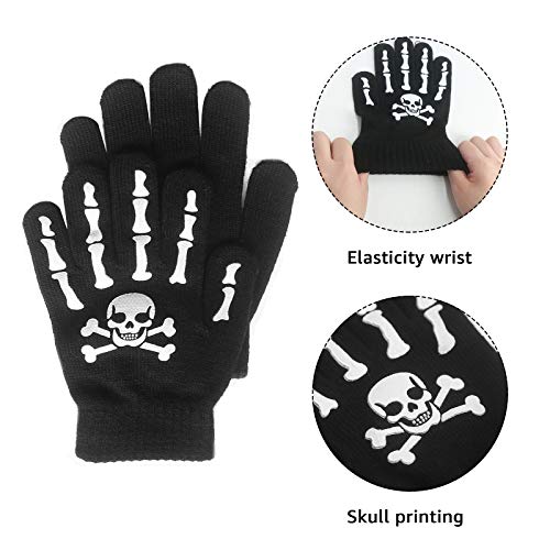 Evridwear Kids Winter Gloves,3 Pairs Knit Warm Stretch Gripper Children Magic Glove for Boys Girls 4-14 Years