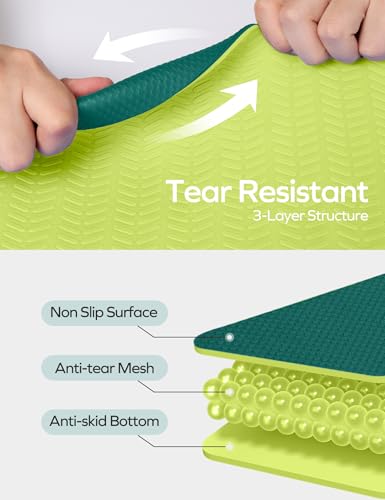 Ewedoos Eco Friendly Yoga Mat Thick TPE Yoga Mat Non Slip Yoga Mats Anti-tear Exercise Workout Mat for Women Men Kids Yog...