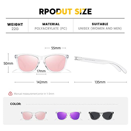 ELITERA Sunglasses Womens Polarized Sunglasses for Mens Womens Retro Mirror Lens for Driving Fishing UV400 Protection