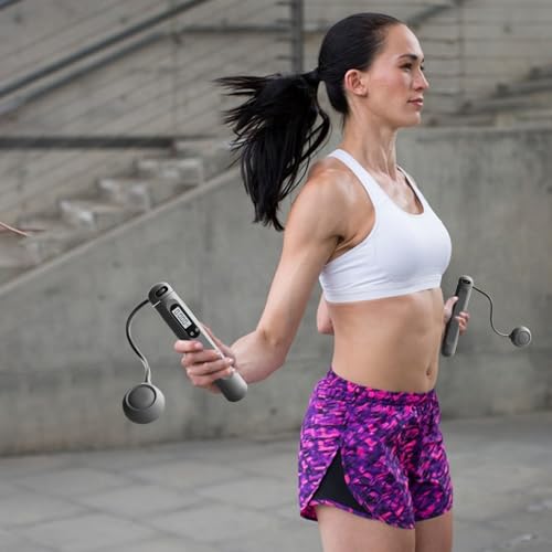 Cordless Skipping Rope - Wireless Skipping Rope | Fit Ropes | Weighted Professional Digital Jumping Cord With Counter | Gy...