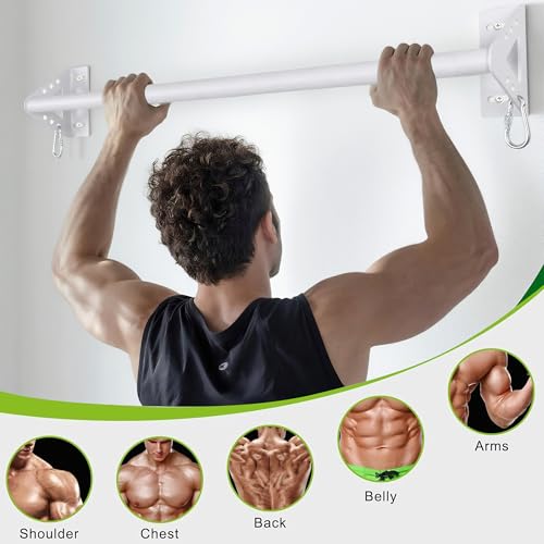 Purife Wall Mounted Doorway Pull Up Bar, Heavy Duty Strength Training Pull-Up Bars for Doorframe, Support Beam or Joist Mo...