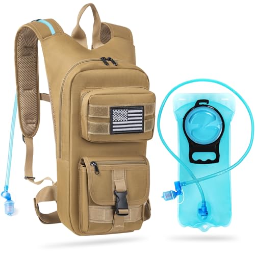 LASUK Hydration Backpack, Tactical Molle Water with 2L TPU Water Bladder, for Men Women Lightweight Water Backpack, Hydrat...