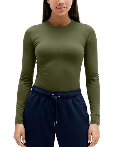 Zengjo Womens Thermal Tops Lightweight Long Sleeve Running Workout Shirts Cold Weather Athletic Baselayer Soft Fitted Warm