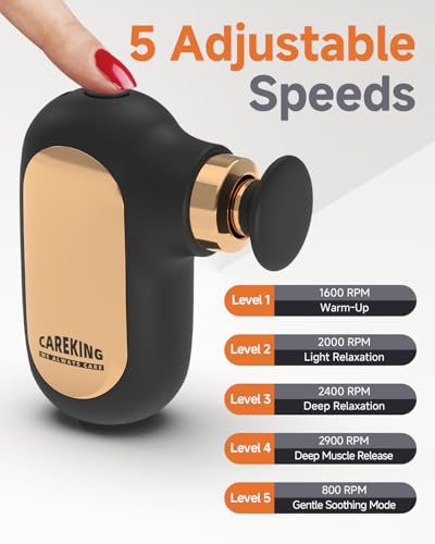 CAREKING Mini Massage Gun, Deep Tissue Small Muscle Massager for Pain Relief, Travel Massage Gun for Neck Shoulder Thigh B...