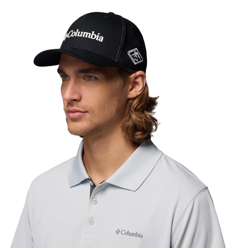 Columbia Unisex Mesh Ball Cap, Black/White, L/XL