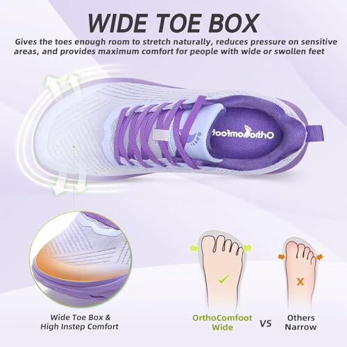 Women's Orthopedic Diabetic Wide Running Shoes: Comfortable Casual Arch Support Plantar Fasciitis Fashion Sneakers, High A...