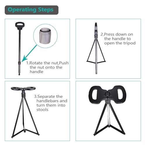 Walking Cane with Seat 2-in-1 Foldable Walking Sticks Chair for Men Women Elderly Folding Camping Chair Portable Trekking ...