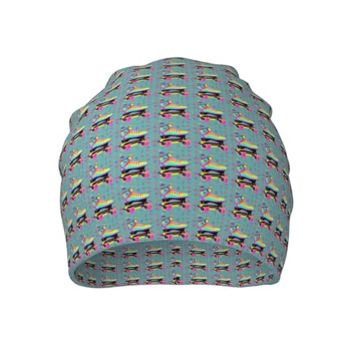 sackhg Colorful Roller Skates Print Winter Beanie Hat Men Women Soft Lightweight Thermal Cap for Outdoor Skiing Wear
