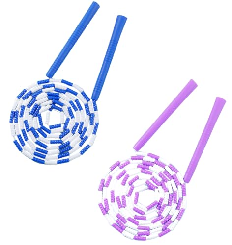 Jump Rope, 2 Pcs 3.28 Feet Blue and Purple Ropes with Plastic Handle for Rope Skipping