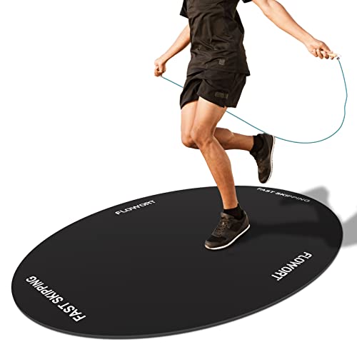 Cheete Jump Rope Mat Large Rubber Exercise Mat Indoor Outdoor Shock Absorbing Mat Non-Slip Oval Design for Floor & Rope Pr...