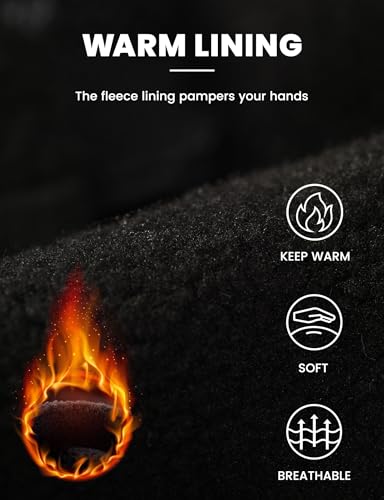 AURUZA Cycling Gloves for Men Winter Cold Weather, Five Fingers Touch Screen Winter Gloves for Men, Waterproof Anti-Slip W...