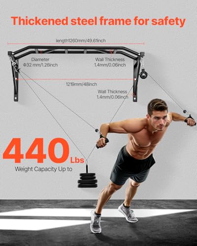 VEVOR Pull Up Bar, Multi-Grip Wall Mounted Pull Ups, 50 in Width Multifunctional Chin Up Training Station, Heavy Duty Stee...