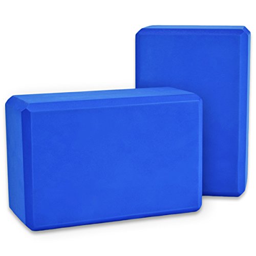 YogaAccessories High Density and Lightweight Foam Yoga Blocks - Strength and Flexibility Aid (Set of 2)
