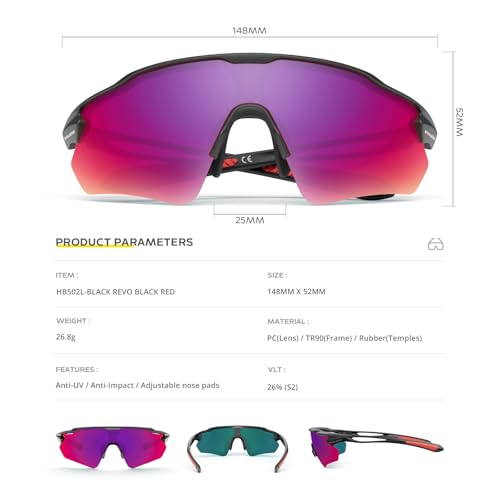 Cycling Glasses, TR90 Unbreakable Frame Polarized Anti-UV400 Sports Sunglasses