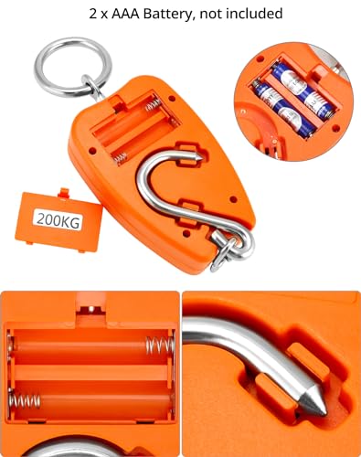 QWORK Hanging Weight Scale, 200kg/440lbs Digital Crane Scales Fish Weighing Scale Aluminum Housing LED Display Scale for F...