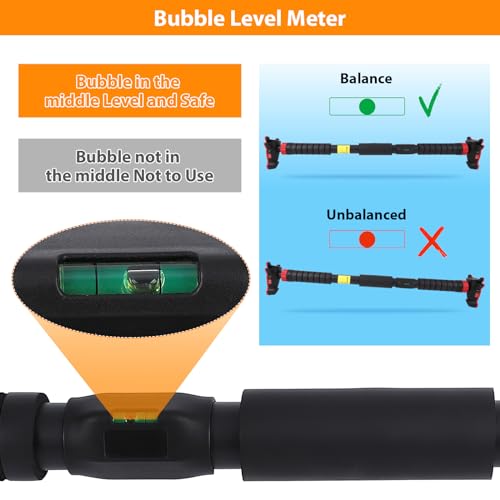 Pull Up Bar for Doorway with Level Meter, Heavy Duty Home Exercise Door Frame Pull Up Bar, Adjustable Strength Training Ba...