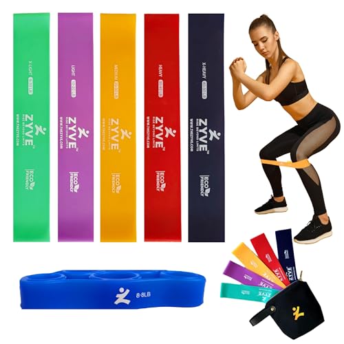 ZYVE Resistance Bands Set for Women & Men –12" Heavy Duty Natural Rubber Exercise Loop Bands for Legs, Glutes, Strength Tr...