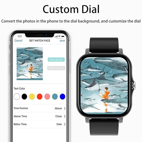 Smart Watch with Text & Call, Smartwatch for iOS Android Compatible, 1.7" HD Touchscreen Fitness Track, IP68 Waterproof, S...