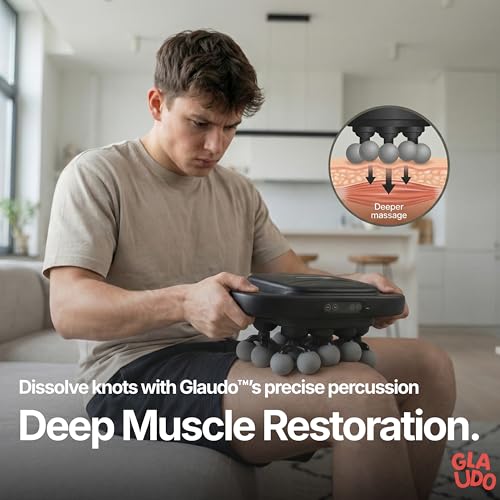 GLAUDO 20-Head Massage Gun - Deep Tissue Percussion Massager with 30 Speeds & 3 Modes - Ultra Quiet Handheld Muscle Massag...