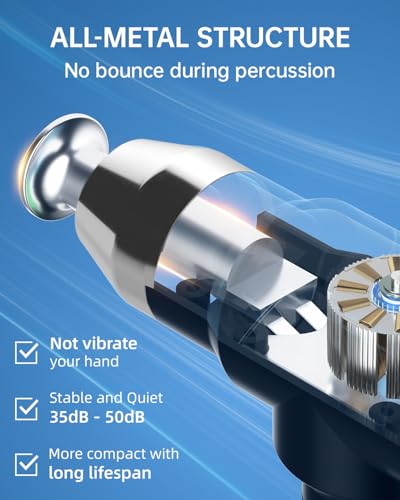 Deep Tissue Massage Gun for Athletes with Metal Heads,90W High-Powered Brushless Motor, 60lbs Stall Force,12 Hrs Battery L...
