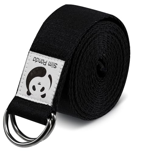 Slim Panda Yoga Strap for Stretching,Cotton Yoga Strap with Adjustable D-Ring Buckle,Non-Elastic Yoga Belt for Pilates,Gym...