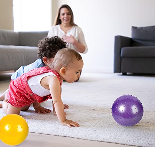 Bedwina Knobby Balls - Bulk 7 Inch Sensory and Spiky Massage Stress Balls for Toddlers, with Pump, Fun & Bouncy for Toddle...