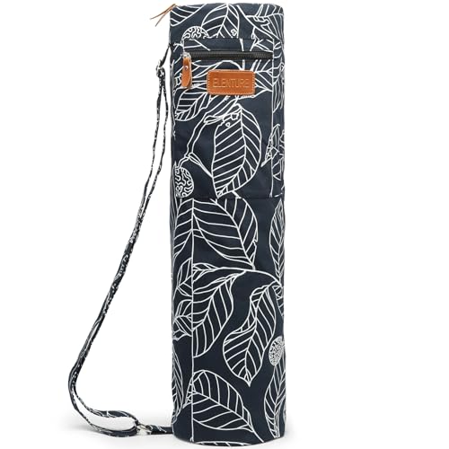 ELENTURE Canvas Yoga Mat Bag with Adjustable Strap & Pockets, Full-Zip Travel Gym Tote for Women & Men, Fits 1/4" & 1/3" T...