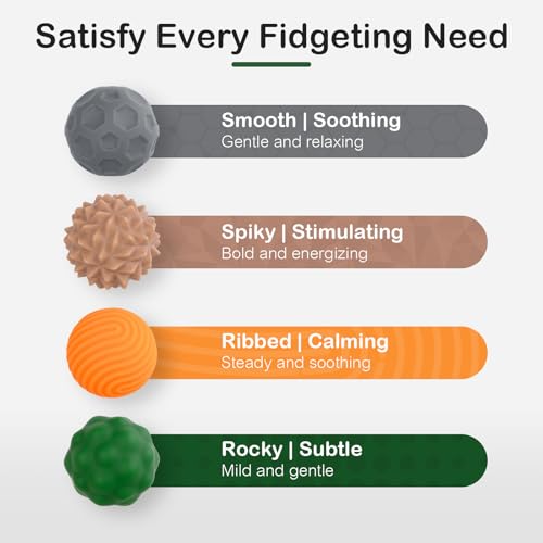 Fidget Toys Adults – 4PCS Magnetic Silicone Stress Balls for Anxiety, Focus & ADHD Relief, Textured Sensory Desk Gadgets, ...