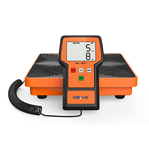Elitech Refrigerant Scale 110 Lbs – High Precision HVAC Freon Scale with LB+OZ Dual-Unit Display, Electronic Charging Weig...