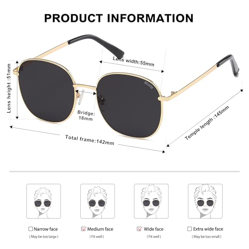 SOJOS Classic Trendy Square Sunglasses for Women Men Cute Big Frame Gold Shades SJ1137