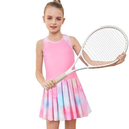 MODAFANS Girls Tennis Golf Pickleball Dress Sleeveless Athletic Pleated Outfits Sets with Shorts