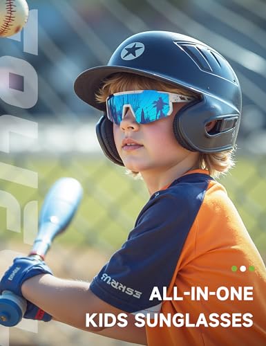 Foliful Kids Polarized Baseball Sunglasses for Boys Girls - Youth Softball Cycling Sports Sunglasses UV Protection Goggles