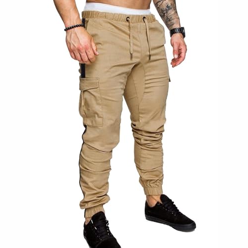 Mens Joggers Pants Cotton Drawstring Workout Classic Fit Comfy Cargo Pants Casual Trendy Lightweight Hiking Outdoor Trousers