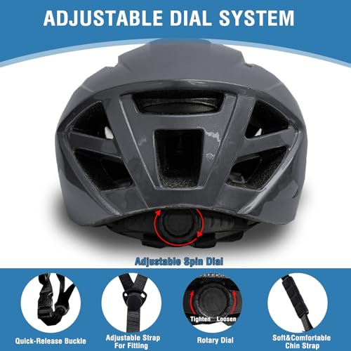 AISSTXERO Bike Helmet for Adults - CPSC Certified Road Cycling Helmet with Adjustable Dial Fit & Removable Visor, Lightwei...