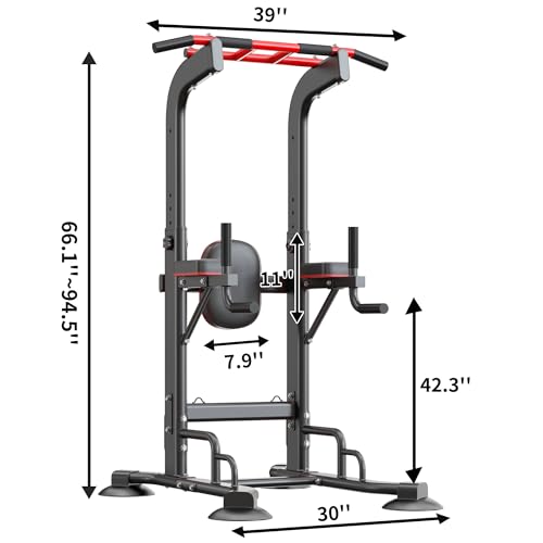 SogesHome Pull Up Bar and Dip Station, Heavy Duty Adjustable Home Gym Equipment for Strength Training, Multifunctional Wor...